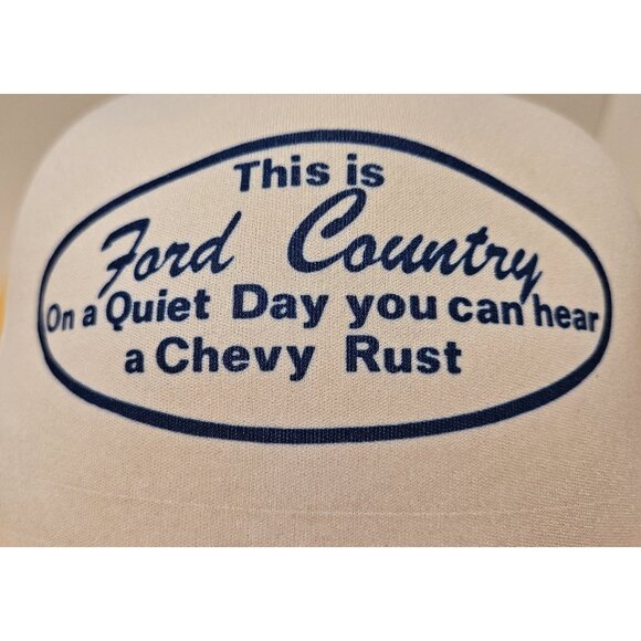 Vintage Trucker Snapback Ford vs Chevy Yellow/White Hat Very Clean - Picture 2 of 10